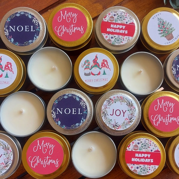 Christmas Candles | Candle Favours | 4oz Soy Wax Candle Tin | Christmas Candle | Christmas Gift | Stocking Fillers | Work Christmas Gift |