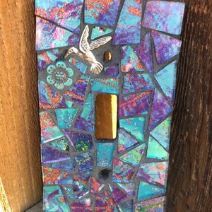 Hummingbird Mosaic Light Switch Plate/Mosaic Light Switch Cover/Mosaic Switch Plate/Single Standard Toggle Switch Cover/Mosaic Wall Art