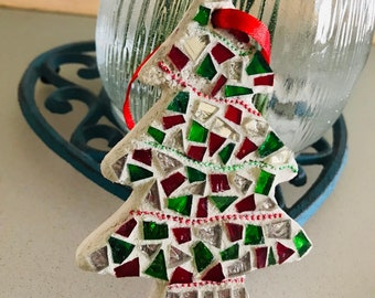 MOSAIC CHRISTMAS ORNAMENT/Mosaic Ornament/Christmas Ornament/Stained Glass Ornament/Tree Ornament/Holiday Stocking Stuffer