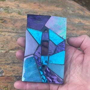 Mosaic Light Switch Plate/Turquoise, Purple Mosaic Light Cover/Single Toggle/Mosaic Light Switch Cover/Light Switch Cover/Glass Light Cover