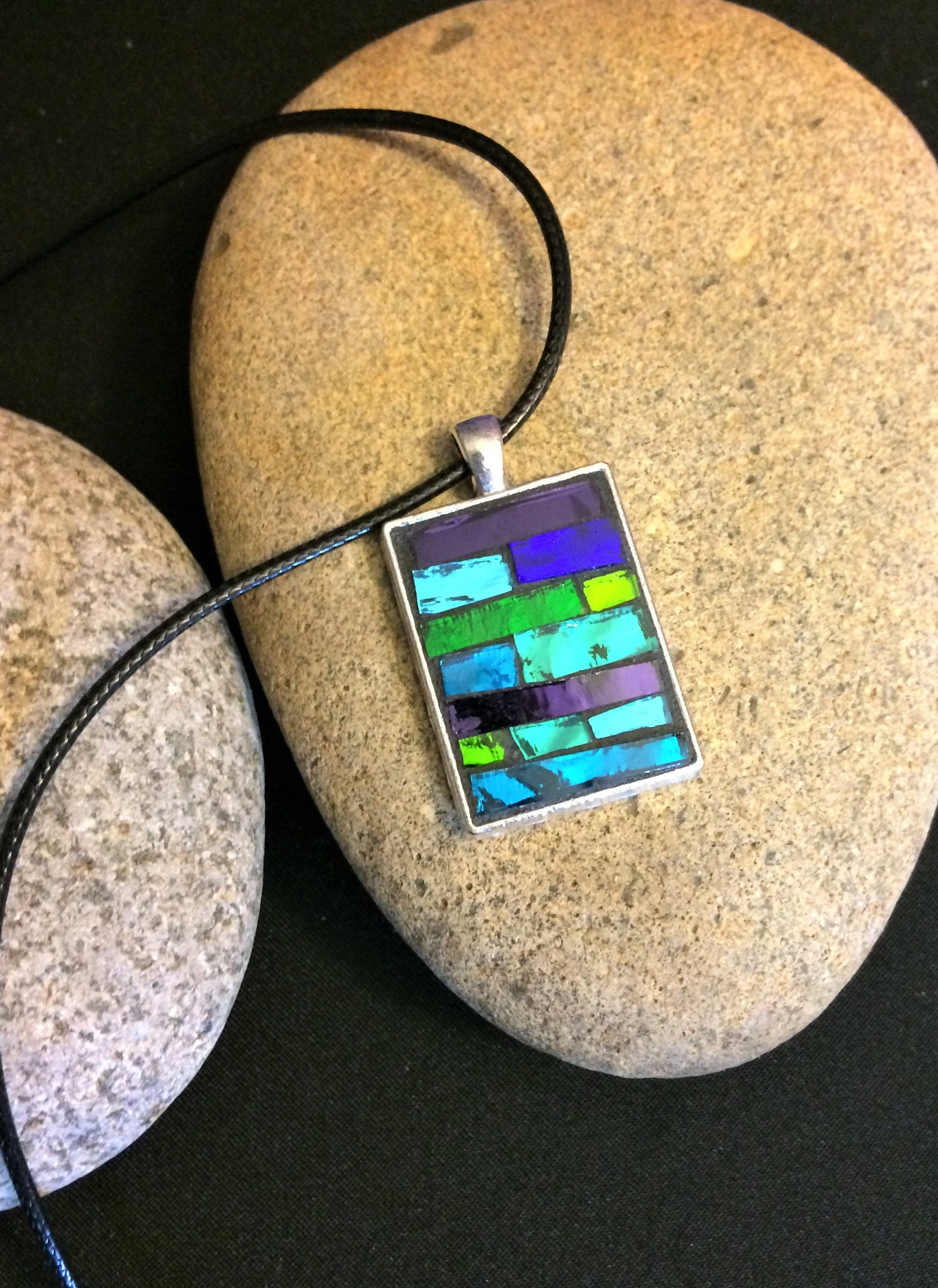 Mosaic Jewelry/Mosaic Pendant/Pendant Necklace/Blue Green | Etsy