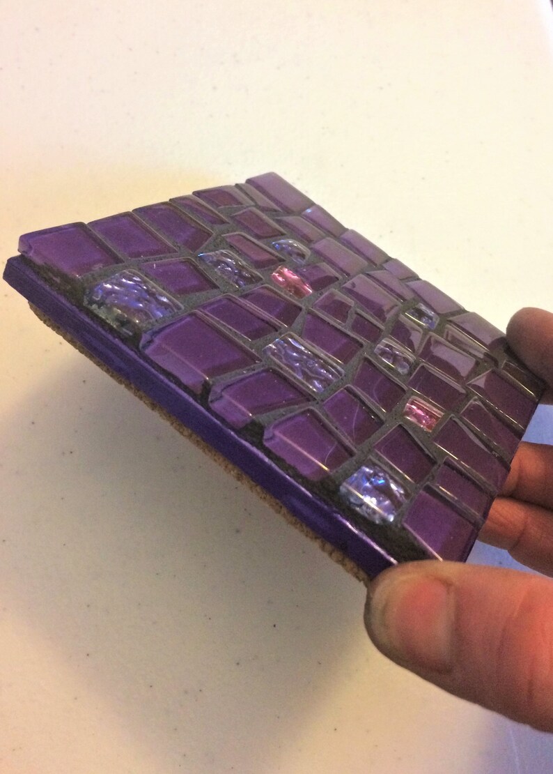 Purple Mosaic CoastersGlass CoastersSet of Two CoastersPurple CoastersDrink CoastersDecorative Tiles