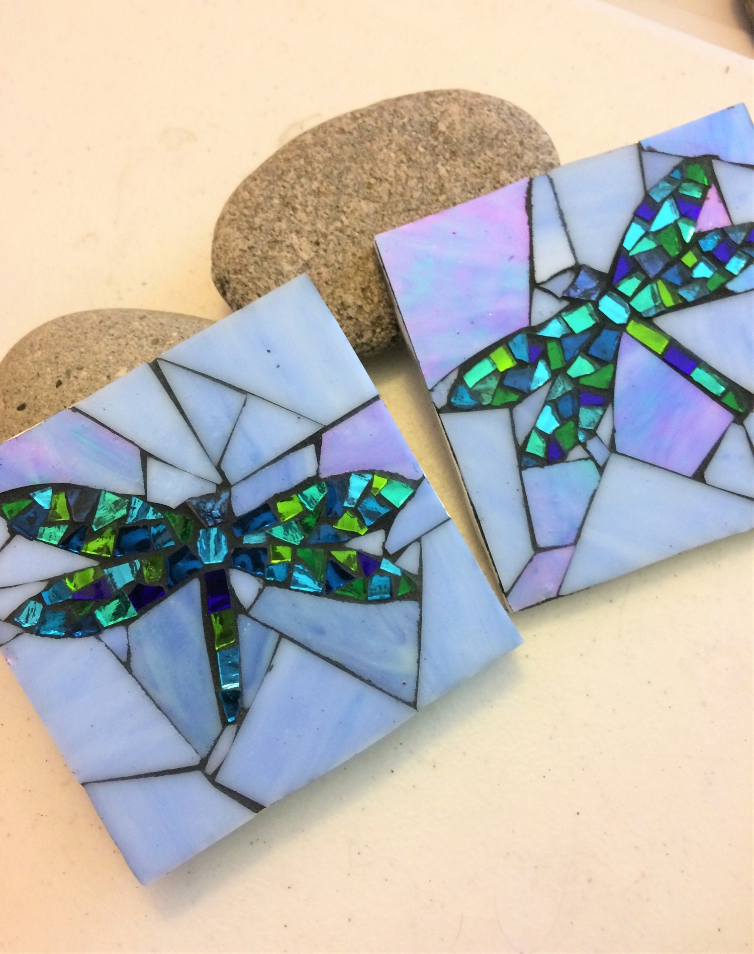 Dragonfly Coasters/Mosaic Dragonfly Coasters/Set of Mosaic Etsy