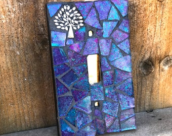 Tree of Life Mosaic Light Switch Plate/Mosaic Light Switch Cover/Mosaic Switch Plate/Tree of Life/Single Standard Toggle Switch Cover