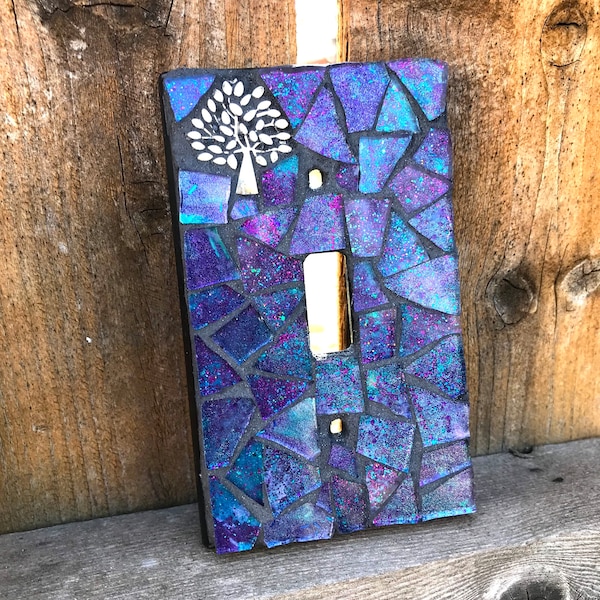 Tree of Life Mosaic Light Switch Plate/Mosaic Light Switch Cover/Mosaic Switch Plate/Tree of Life/Single Standard Toggle Switch Cover