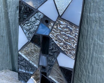 Silver Glass Mosaic Light Switch Cover: Decorative Wall Art
