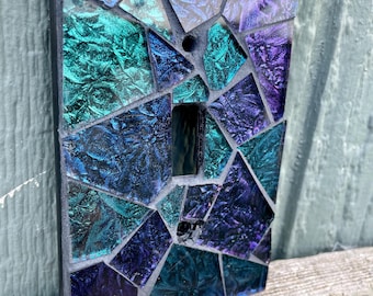 Mosaic Light Switch Plate: Van Gogh Sparkle Glass, Single Toggle Decorative Wall Art