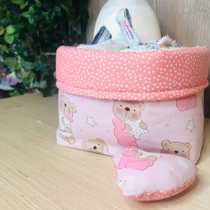 Padded diaper basket and cotton accessory holder