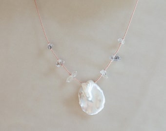 Freshwater Pearl & Herkimer Diamond #60