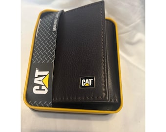 CAT Caterpillar zwarte leren drievoudige herenportemonnee met RFID-beschermingsschild