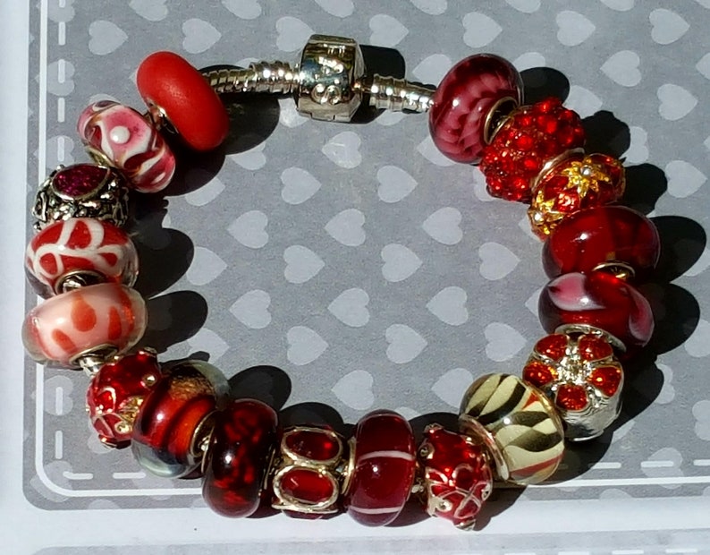 Silver bead Crystal bead Beach bead sunset jewelry European bracelet charm Large hole bead Murano glass beads Handmade Lampwork bead