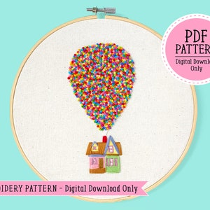 DIGITAL Embroidery Pattern for Balloon House | PDF Download Only 8" Pattern