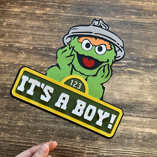 Oscar the Grouch Baby Shower Cake Topper