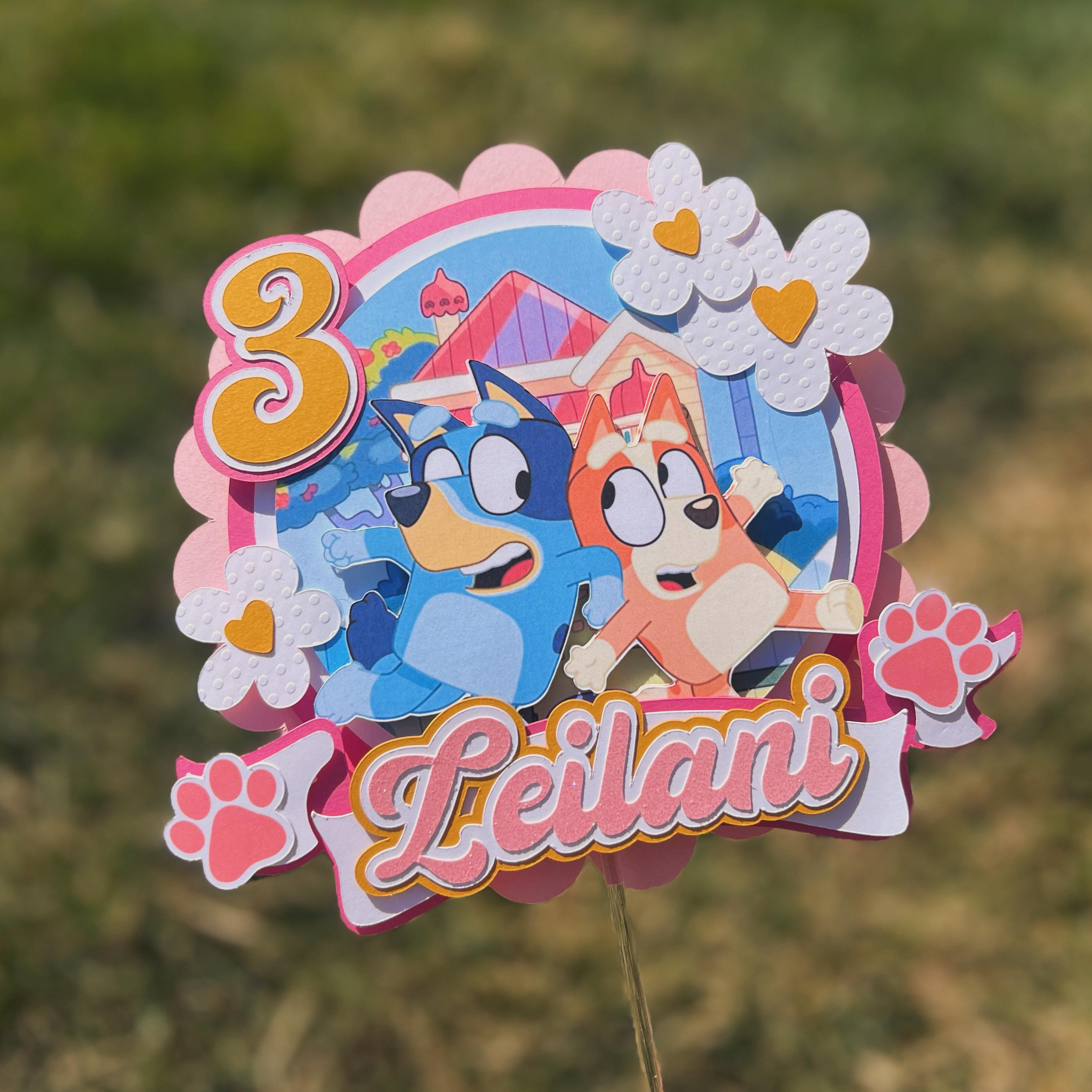 Blue dog cake topper