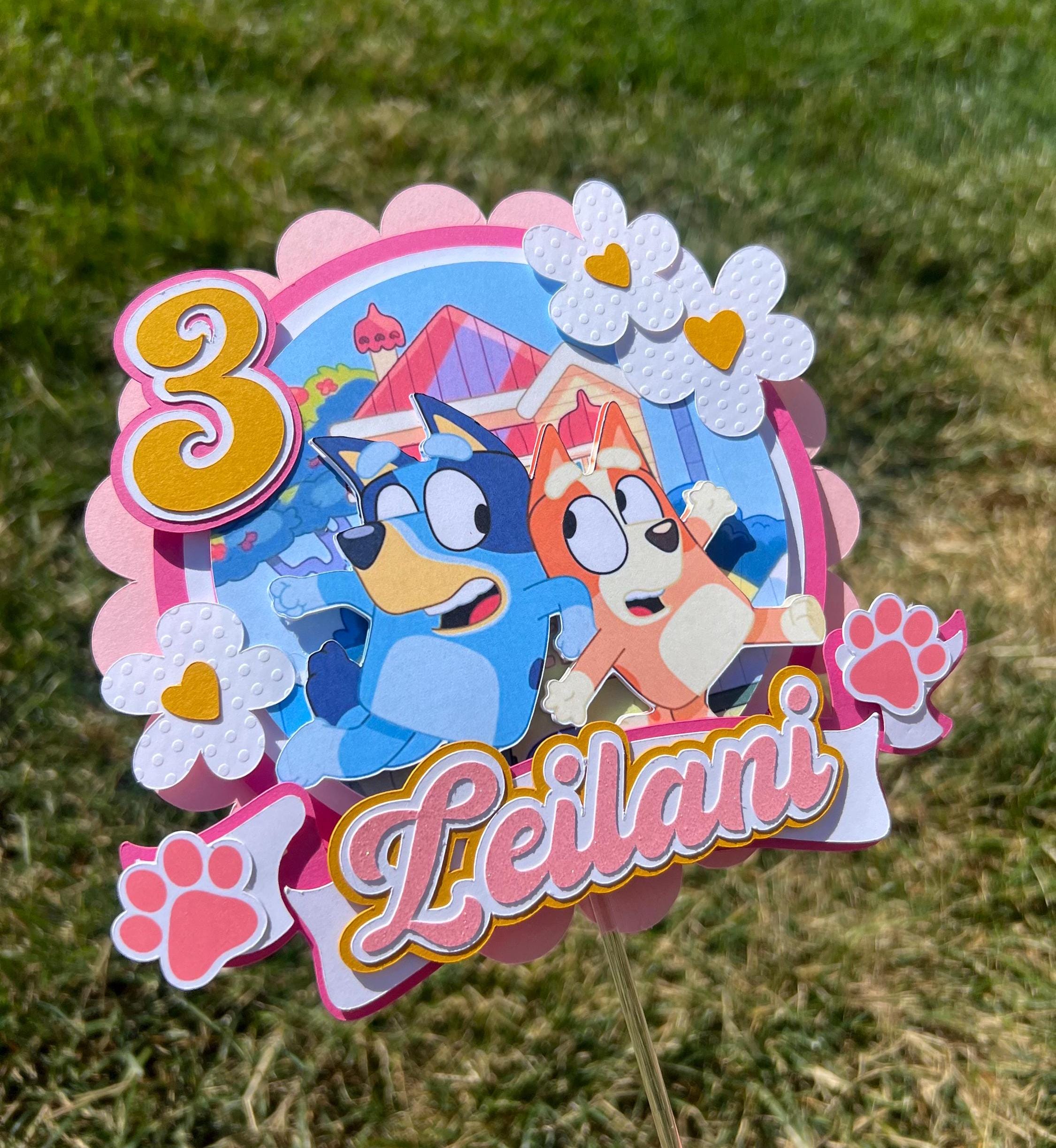 Blue dog cake topper