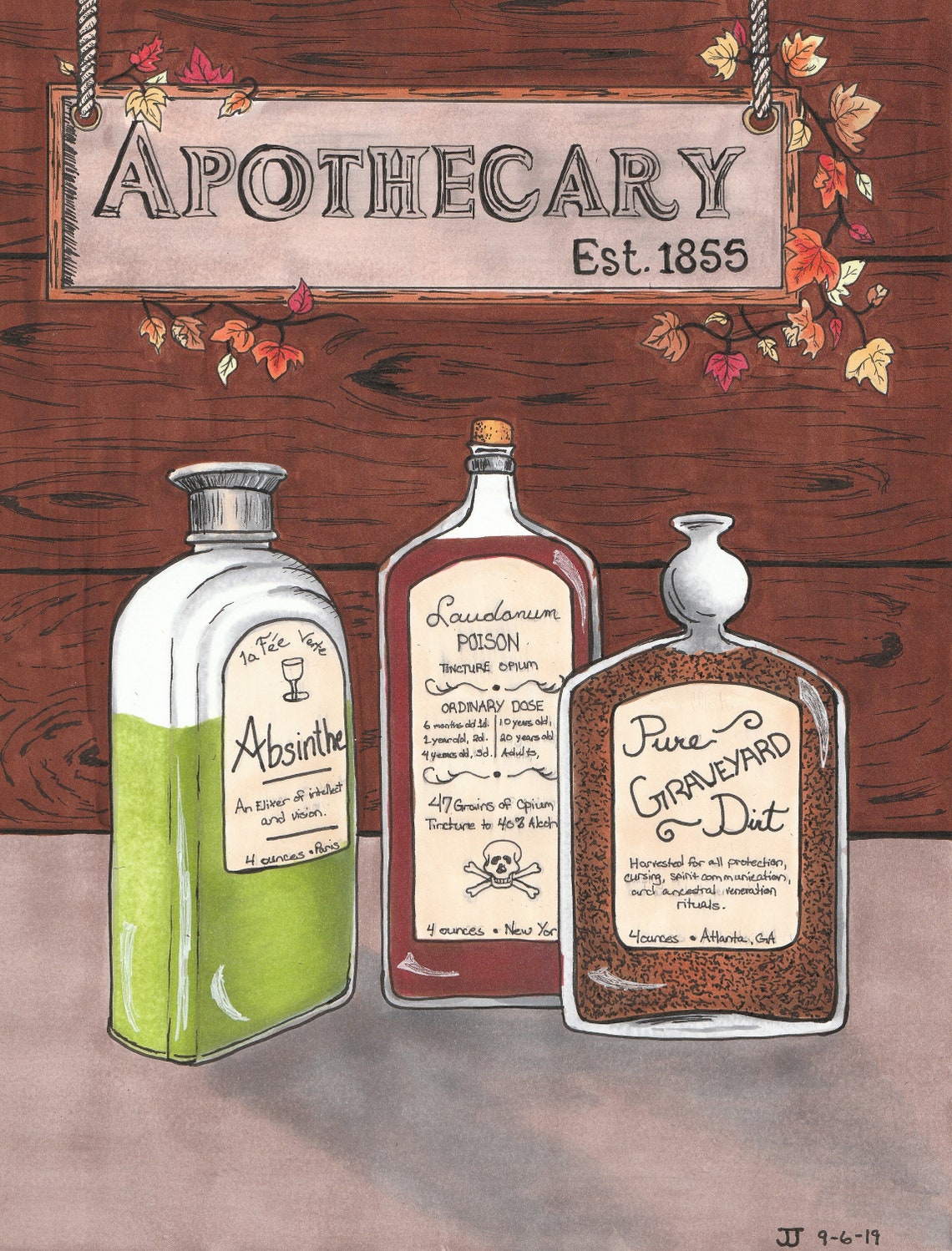 Apothecary Bottles Illustration Etsy