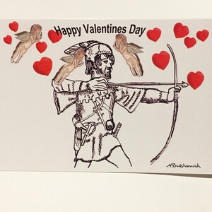 Día de San Valentín, Tarjeta de San Valentín, Robin Hood, Querubines, Corazones, Tarjeta de San Valentín de Robin Hood, Amor, único,