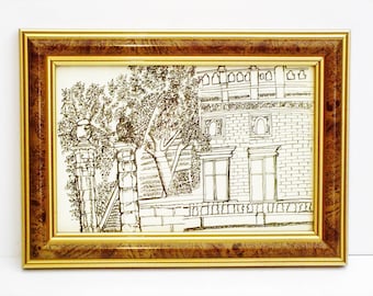Nottingham Castle Pen Art, Framed A6 Original Drawing