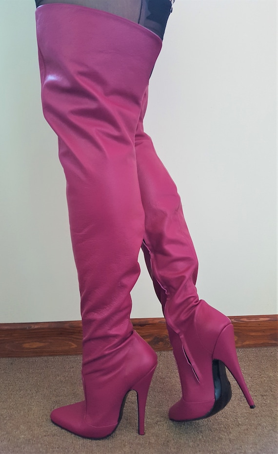 pink thigh boots