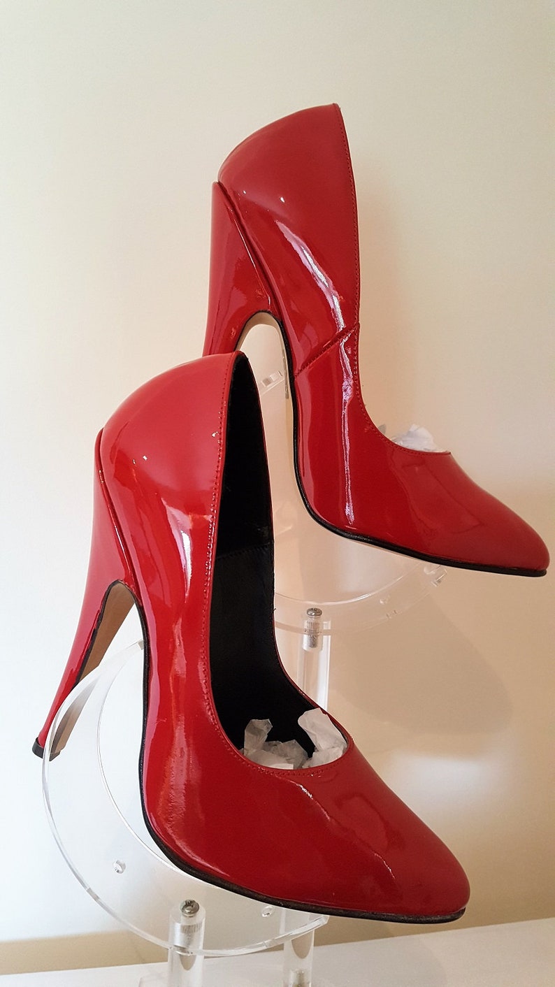 red leather court shoes