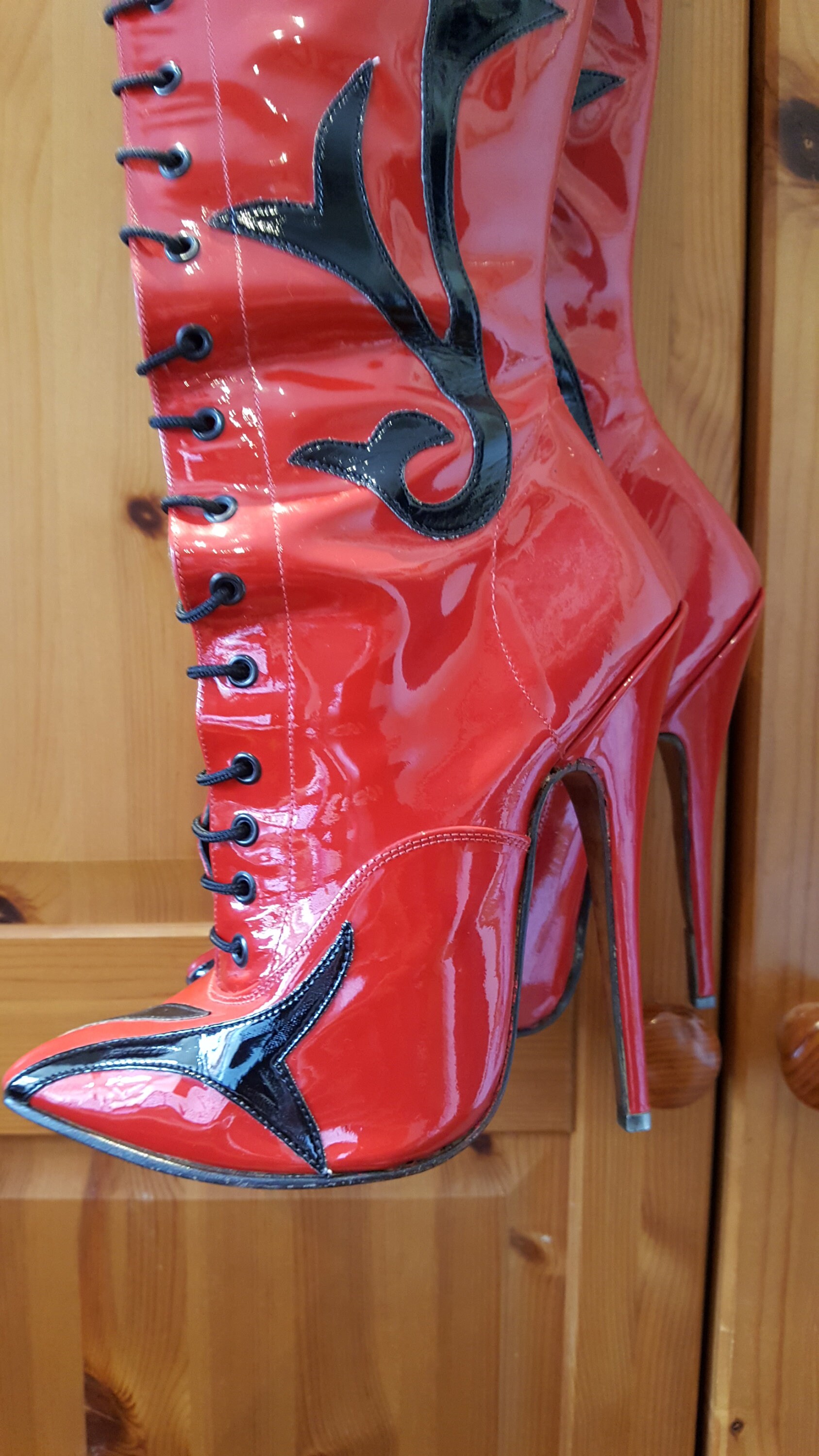 Worn Little Shoe Box Red Patent Leather With Black Patent Etsy