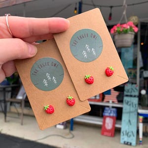 Cute tiny strawberry stud earrings, kawaii fruit earrings, cute earrings, strawberry, studs, gift idea, strawberries ONE PAIR