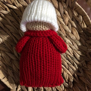 Handmaid lady red dress, knitted doll, Handmaid, knit, stuffed doll, women, gift, gift idea, doll, protest, protest doll, rights