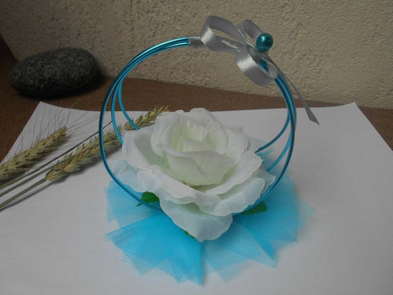 Table Decoration Artificial Rose White Turquoise And Etsy