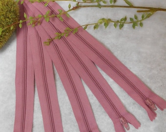 Pink old zipper 20 cm - set of 5 - not separable
