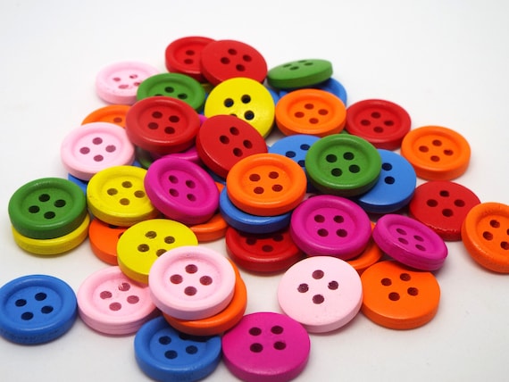100 x 6mm Resin Buttons Small Mixed Colours Dolls Round Flat 2 Holes Crafting