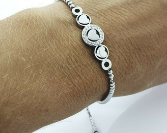 Women's stainless steel  sliding bracelet HEART LADIE'S JEWELLERY