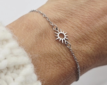 Minimalistic Versatile Silver Sun  Bracelet - Adjustable  Jewelry for Women