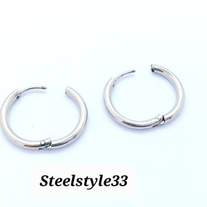 Stainless Steel Huggie Hoop Earrings for Men & Women, 2cm Pair