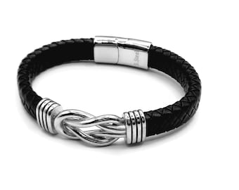 Men&#39;s Infinity Knot Leather Bracelet: Forever Linked Braided Jewelry Gift for Him, Waterproof & Trendy