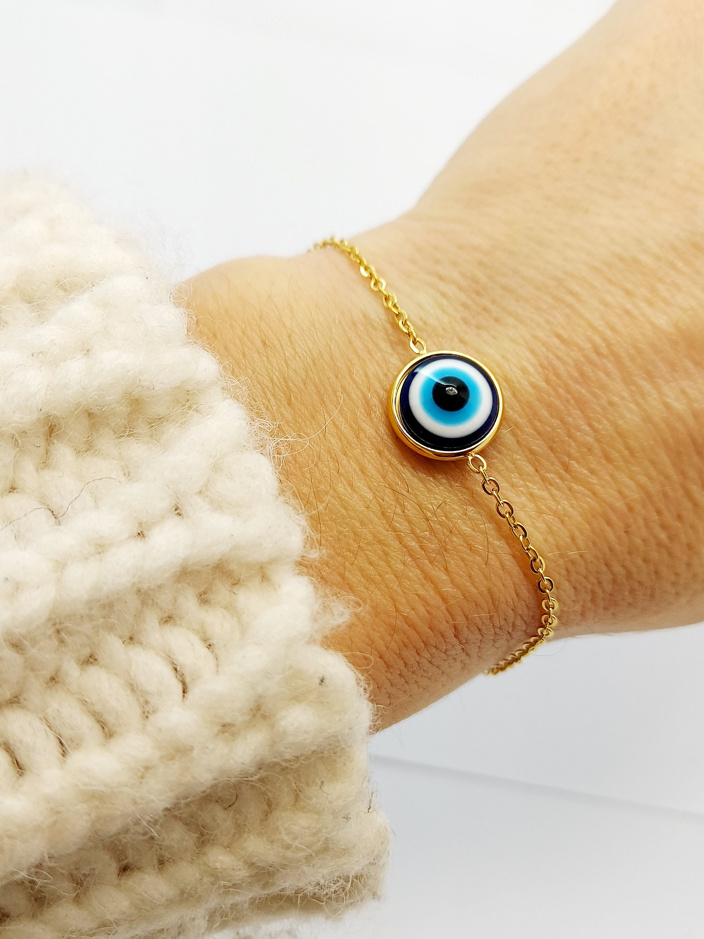 Bracciale Malocchio In Acciaio Placcato Oro