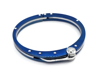 Men's Blue&Silver Stainless Steel Handcuff Fashion Bracelet