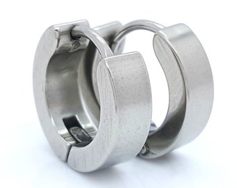 Silver Stainless Steel Huggie Hoops for Men and Women