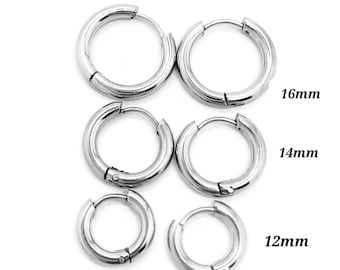 Three Size Stainless Steel Silver Hoop Earrings Set