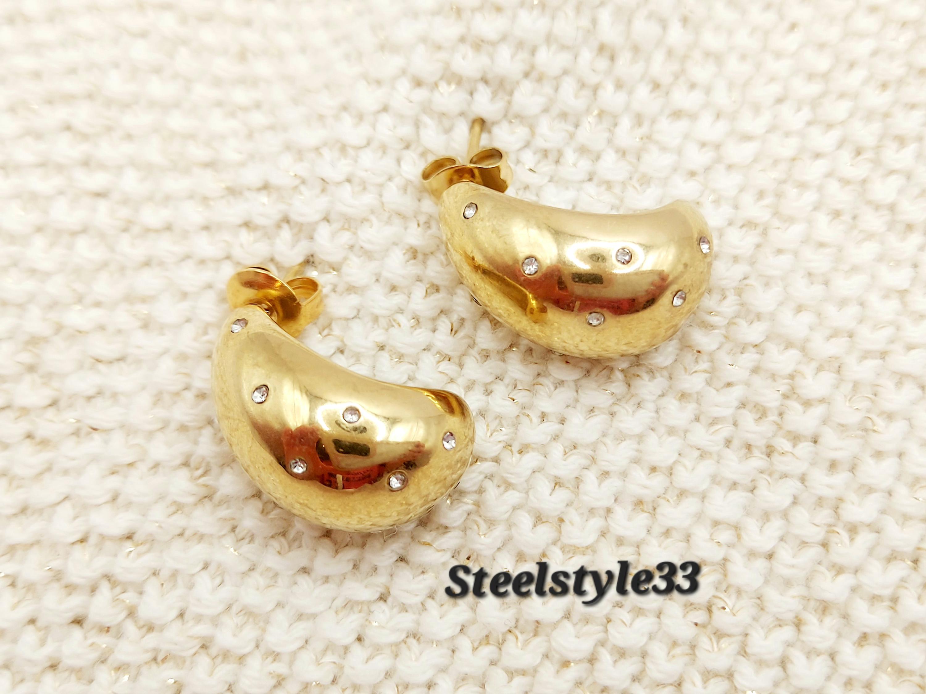 Eleganti orecchini a goccia placcati in oro 18k con zirconi cubici - Gioielli di moda impermeabili - Italia