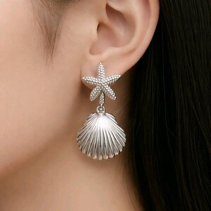 Anlauffreie Edelstahl Fisch & Stern Ohrstecker: Schicker, von Muscheln inspirierter Schmuck für Frauen