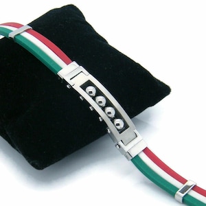 Elegant Italian Flag Stainless Steel Wristband - Patriotic 316L Jewelry Bracelet for Men and Women