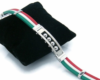 Elegant Italian Flag Stainless Steel Wristband - Patriotic 316L Jewelry Bracelet for Men and Women