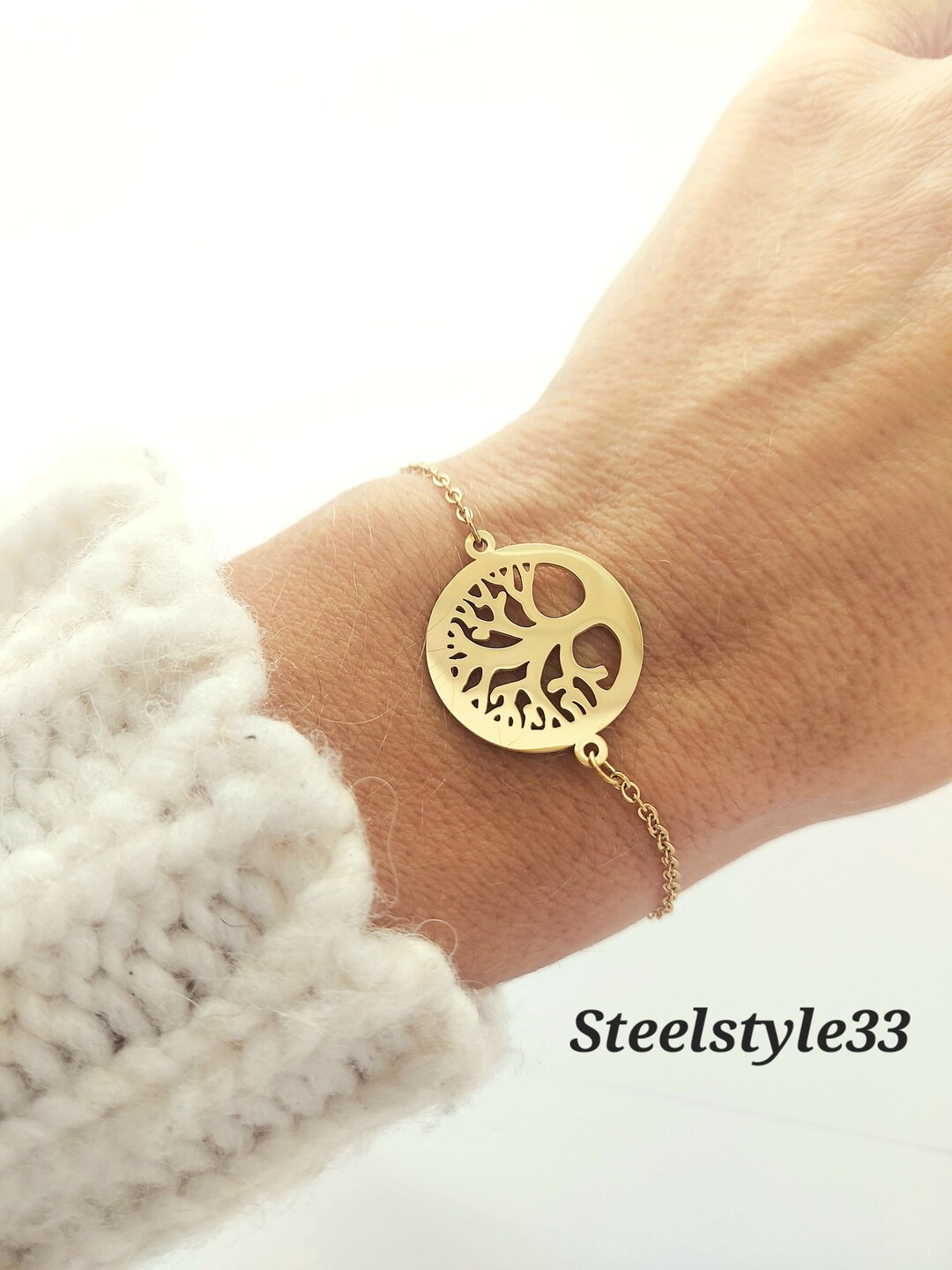 Women's Gold Tree of Life Bracelet With Gift Bag Stainless Steel ...
