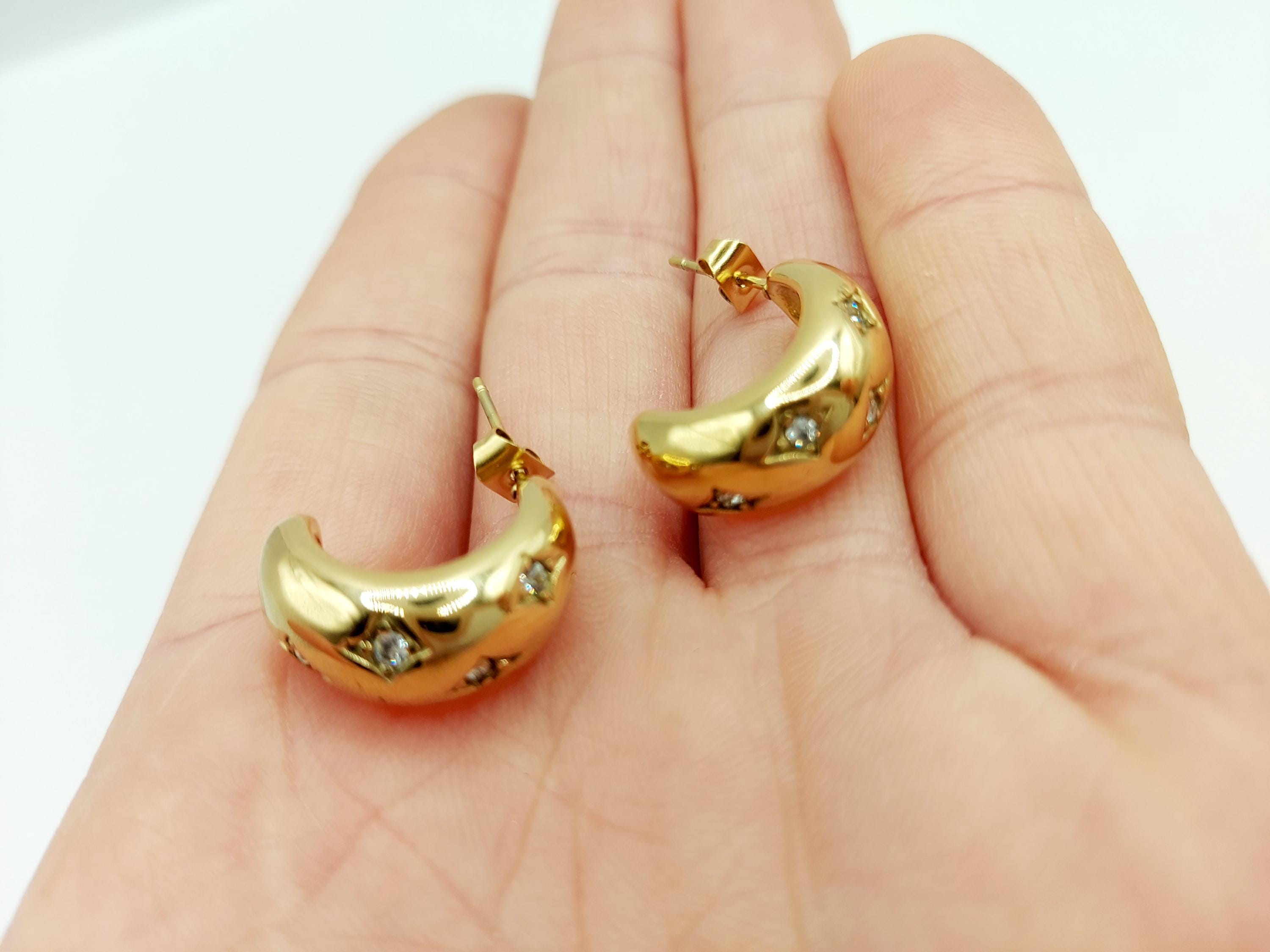Orecchini A Cerchio Cavi Oro 14kt &ndash; Cuore XO Starburst Amore, Regalo Donna