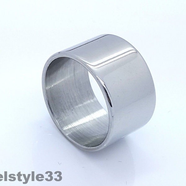 Silver Ring Band Stainless Steel Wide Silver Tone Ring Men's Womens