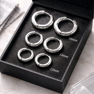 Three Size Stainless Steel Silver Hoop Earrings Set