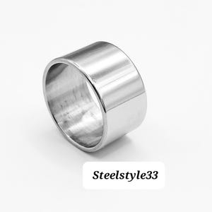Wide Stainless Steel Band Ring for Men and Women Silver Tone