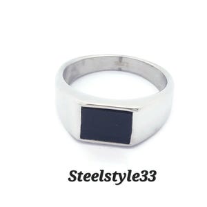 Silver Signet Jewelry Steel Gemstone Unisex