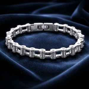 Rugged Stainless Steel Biker Chain Bracelet - Gothic Inspired  Silver Motorcycle Jewelry