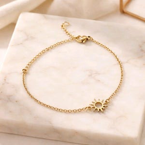 Minimalistische, veelzijdige 18k vergulde roestvrijstalen zonarmband - verstelbare sieraden voor dames